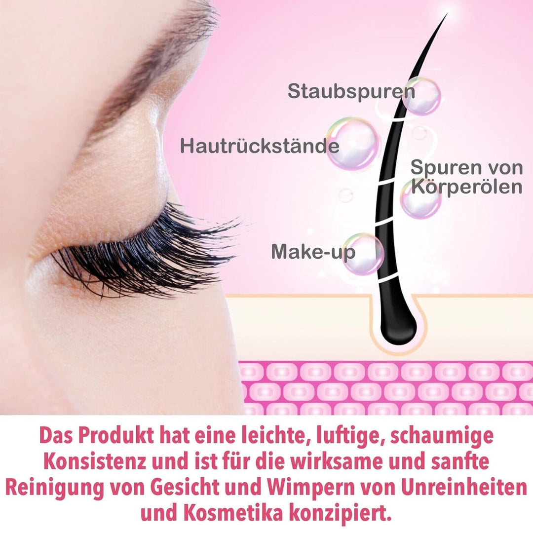 LOVELY Wimpernshampoo für Wimpernverlängerung - Aloe Vera Duft 50ml | ölfreier Schaumreiniger für Wi