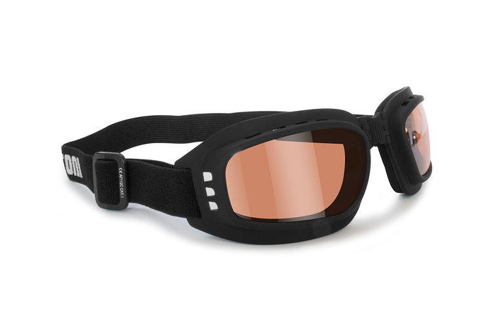 Bertoni Motorradbrille mit stossfesten Gläsern, beschlagfrei, verstellbar, elastisch, AF112 (schwarz