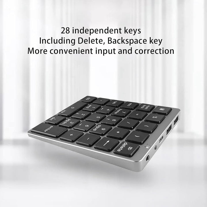 Bewinner Drahtlose Nummernblöcke, USB Bluetooth Nummernblock, 28 Tasten, Tragbare Finanzbuchhaltung,