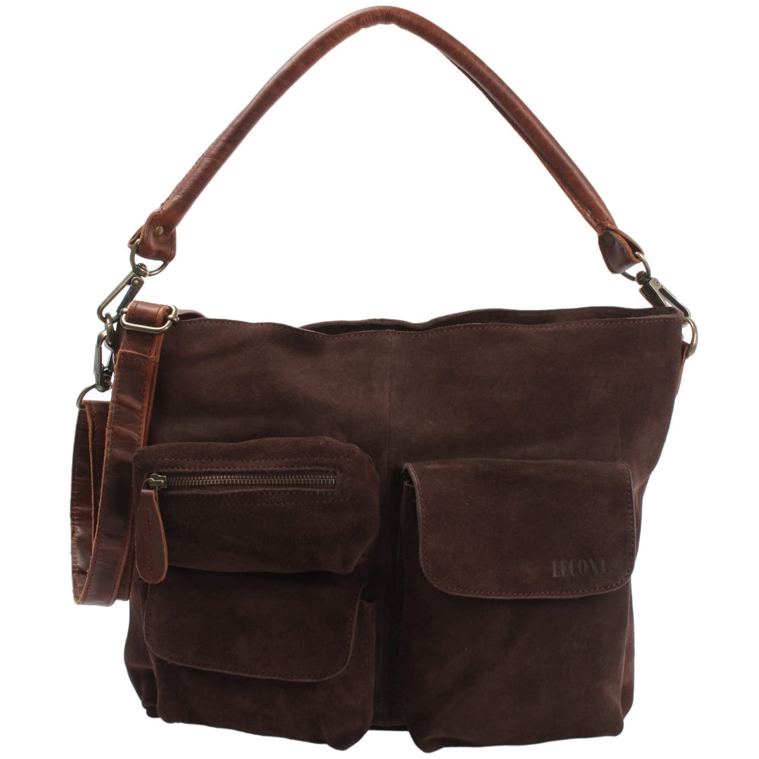 LECONI Schultertasche Ledertasche für Damen echtes Leder Natur grosser Shopper Lederhandtasche für D