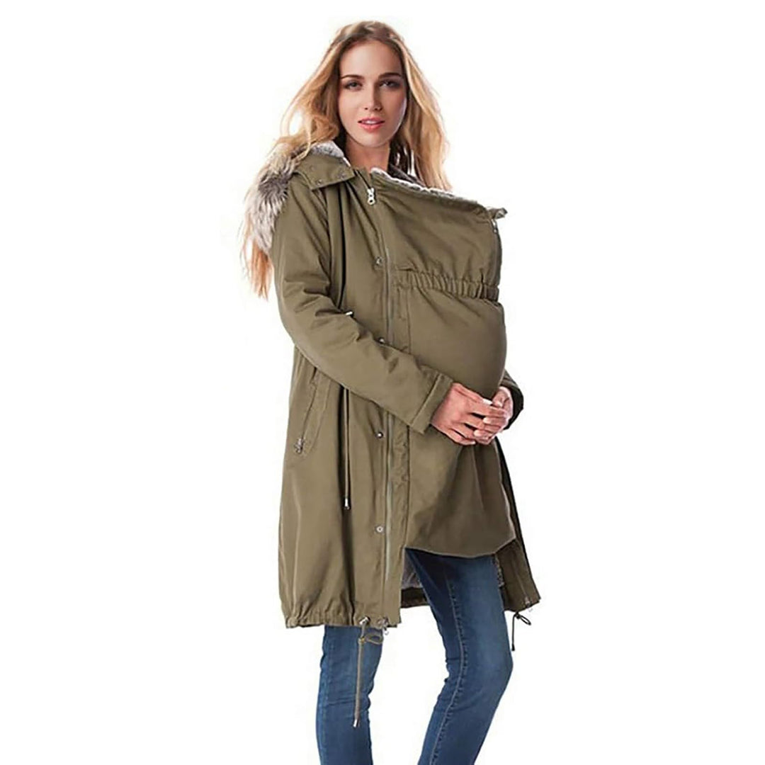 Umstandsjacke Damen Winter Funktionsparka Warm 3 In 1 Tragejacke Mit Babyeinsatz Baumwolljacke Pelzk