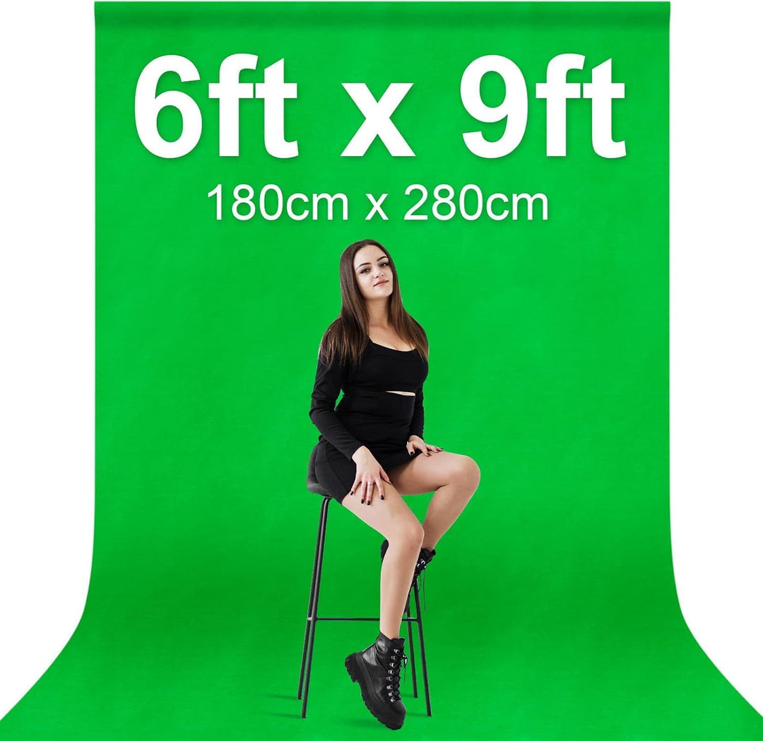 EMART Green Screen 1,8 x 2,8m Fotostudio Hintergrund Faltbare Greenscreen Stoff 100% Reiner Musselin