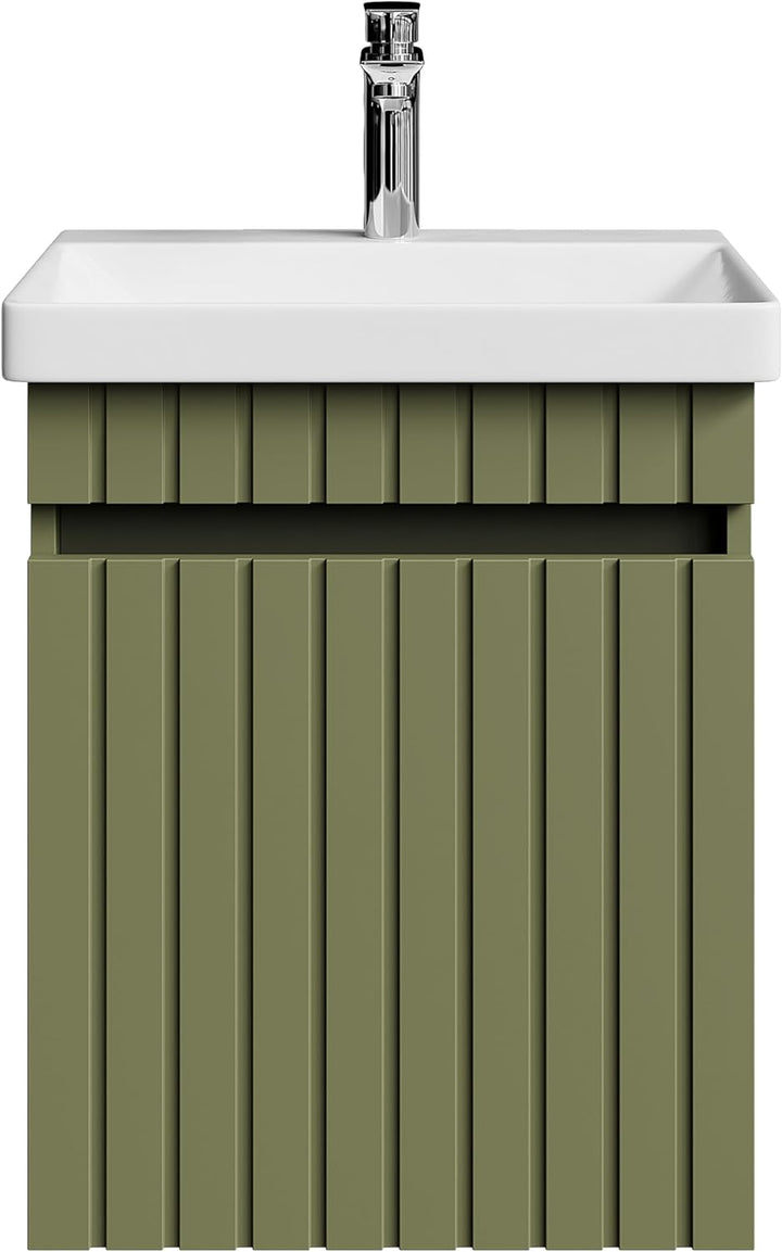 Planetmöbel Cosmia Badmöbel Set Waschbecken mit Unterschrank 50 x 60 x 35 cm Mint Grün, Armatur Bade