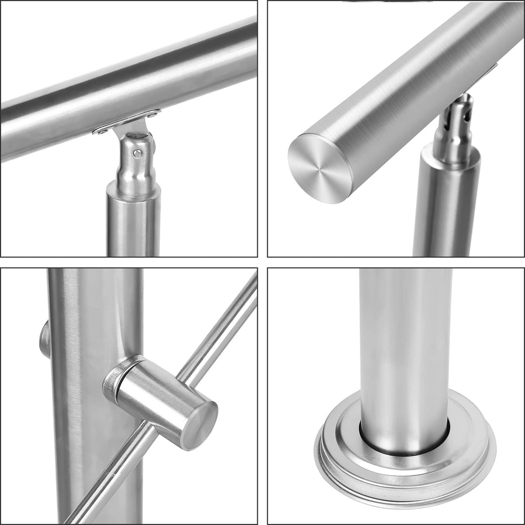 Joparri Treppengeländer 80cm mit 2 Querstreben, Edelstahl Handlauf Winkelverstellbar, Geländer für I