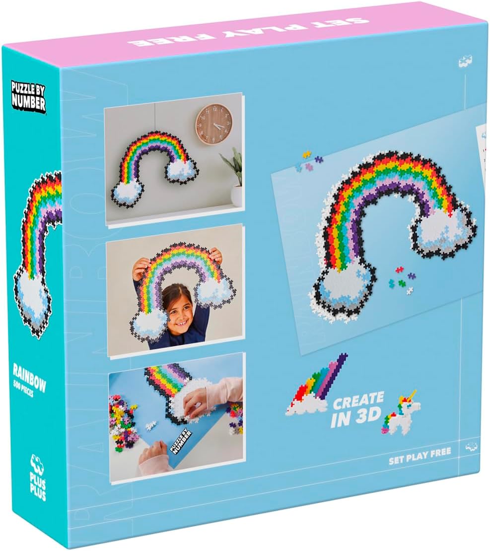 Plus-Plus 300.3913 Geniales Konstruktionsspielzeug, Puzzle Regenbogen, Kreativ-Bausteine, 500 Teile,