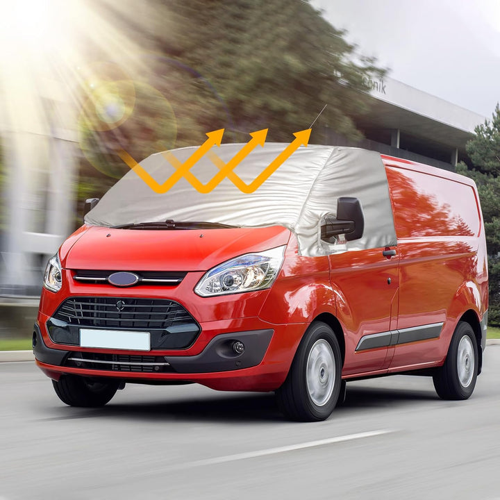 Externe Thermo Scheibenabdeckung passend für Transit Custom 2012-2024, Luxus Silber Wrap Windschutzs