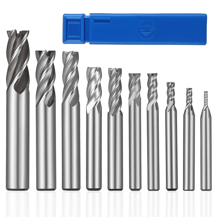 HSEAMALL10Stück Schaftfräser Set HSS Vierlippen Schaftfräser Metall CNC Fräser 4 Flöten Spiralfräser