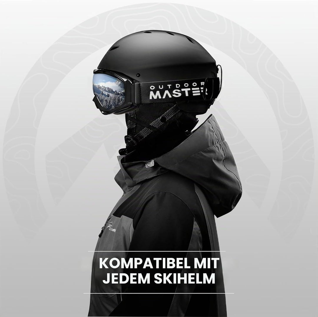 OutdoorMaster Unisex Skibrille OTG für Damen und Herren, Snowboard Brille Schneebrille 100% UV-Schut