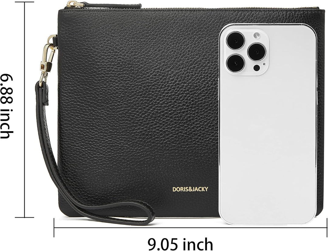 DORIS&JACKY Lammfell Leder Wristlet Clutch Geldbörse Für Frauen Grosse Weiche Designer Geldbörse Mit