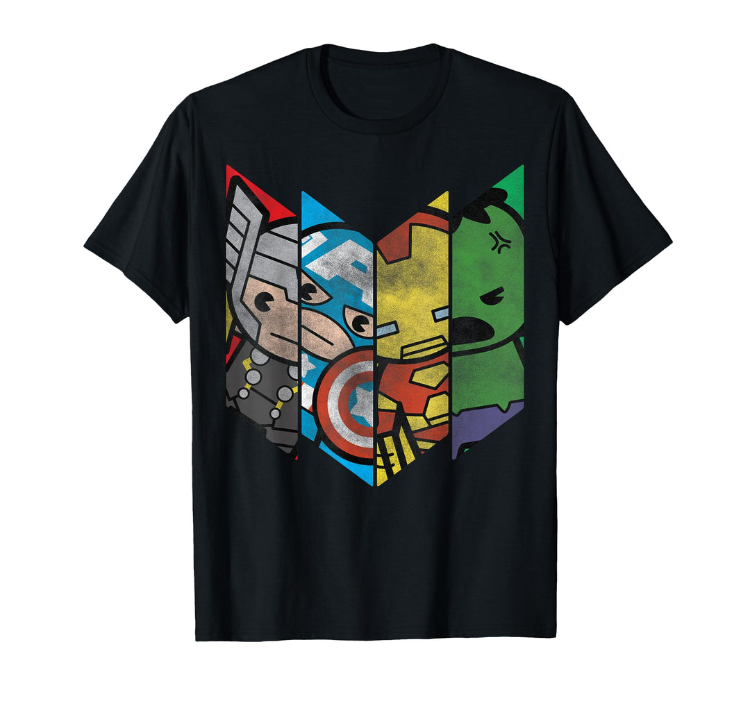 Mens Marvel The Avengers Kawaii Chevron Graphic T-Shirt Small Olive