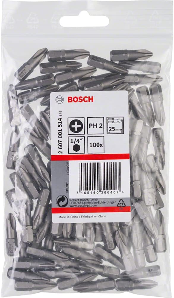 Bosch Professional Bit Extra Hard Kreuzschlitz (100 Stück, PH 2, Länge: 25 mm, Zubehör zum Schrauben