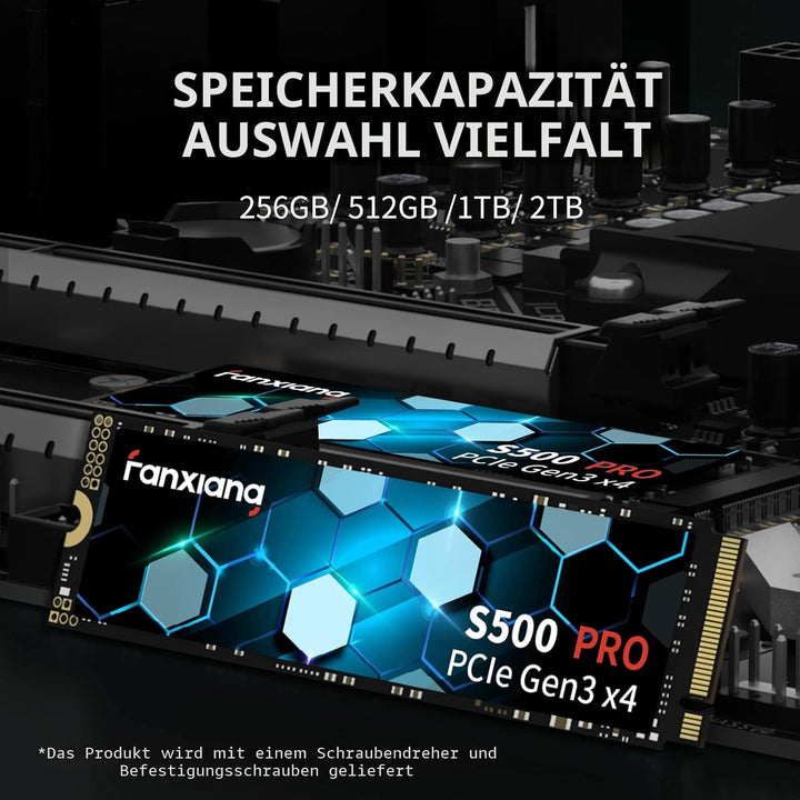 fanxiang M.2 SSD 512GB Interne NVMe SSD Festplatte PCIe 3.0, 3500MB/s Lesen, 3000MB/s Schreiben, SSD