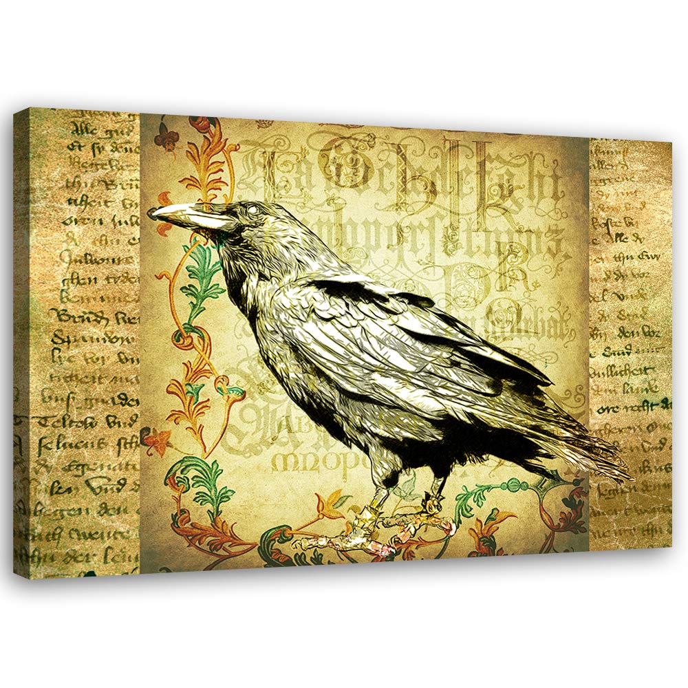 Feeby Wandbild Manuskript Druckbild Leinwandbild Vogel Beige 70x50 cm M14242 70x50 cm, M14242 70x50