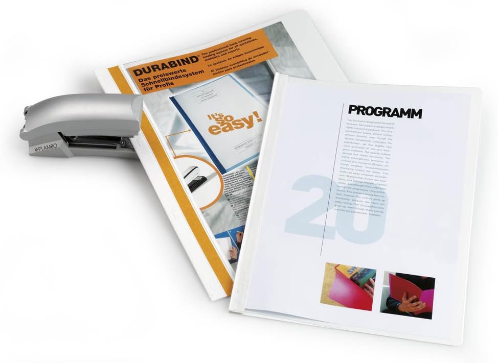 Durable Durabind Sichthefter mit Bindesystem für 30 Blatt A4, 25 Stück, grau, 225010, grau