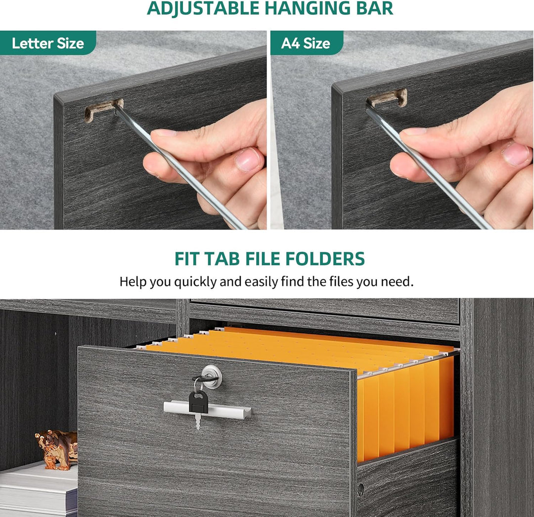 YITAHOME Mobiler Aktenschrank mit 3 Schubladen, Rollbarer Aktenschrank für Home Office, Abschliessba