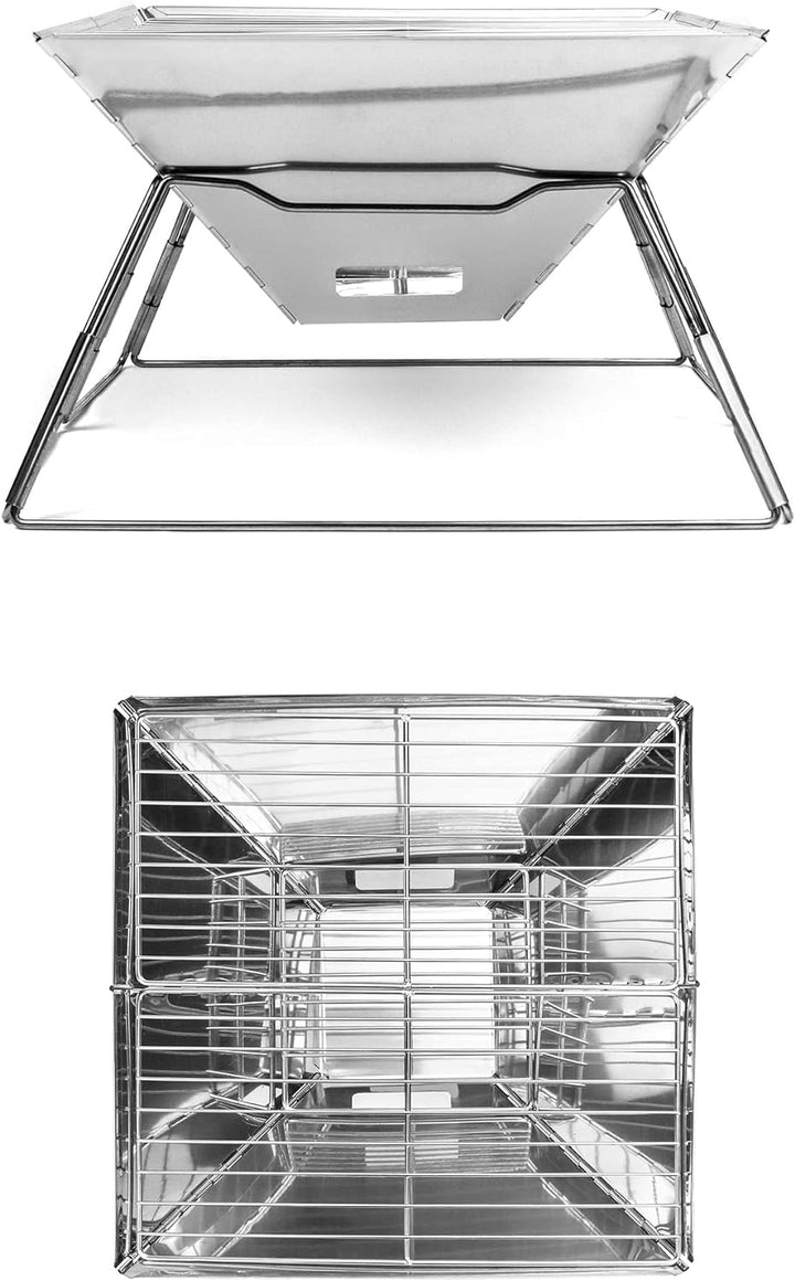 QWORK® Faltbarer Camping Feuerschale Feuerkorb aus Edelstahl für Garten Camping Outdoor-Aktivitäten