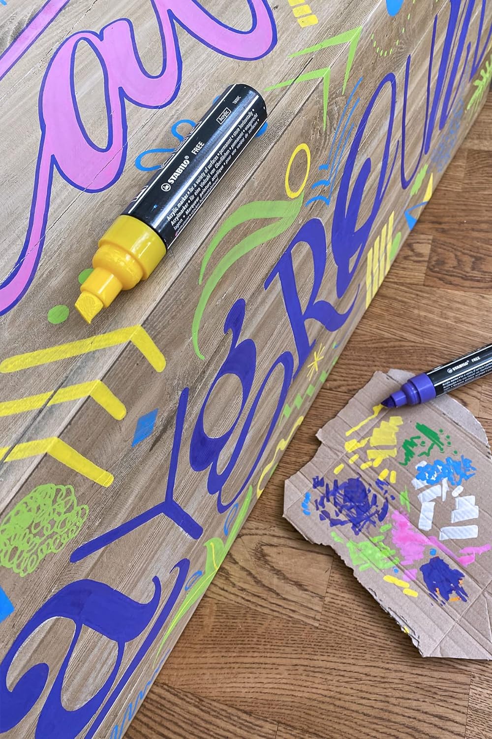 Acrylmarker - STABILO FREE Acrylic - T800C Keilspitze 4-10mm - Seaside - 5er Pack - mit 5 verschiede