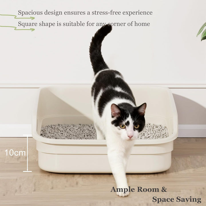 Vealind Grosse Katzenklo XXL Katzentoilette für Mehrkatzenhaushalte， 60L x 40W x 16H cm Offene Katze