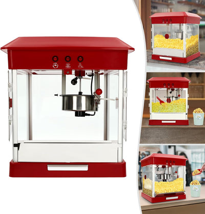 SABUIDDS Popcornmaschine 800W Popcorn Maker mit Antihaftbeschichtung Popcorn Machine für bis zu 300g