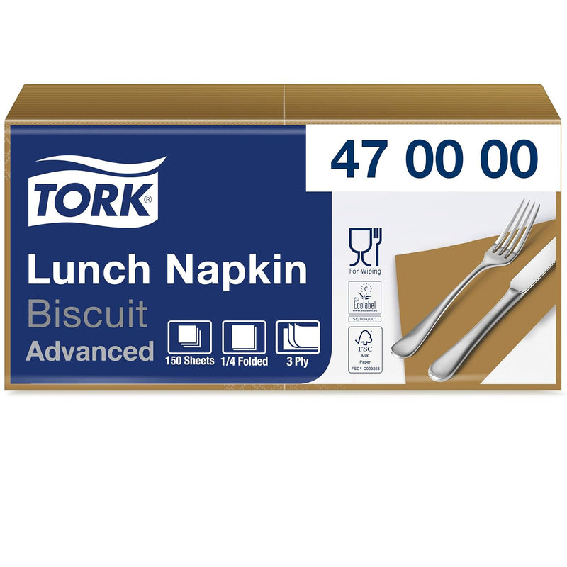 Tork 470000 Soft Lunchservietten Biscuit / 3lagige, saugfähige Papierservietten Cremefarbe / Vielfäl