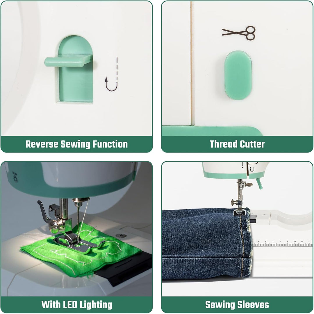 Todeco Nähmaschine für Anfänger und Kinder, 16 Stichmuster, Doppelte Nadel und doppelter Faden, Nähm