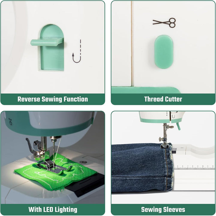 Todeco Nähmaschine für Anfänger und Kinder, 16 Stichmuster, Doppelte Nadel und doppelter Faden, Nähm