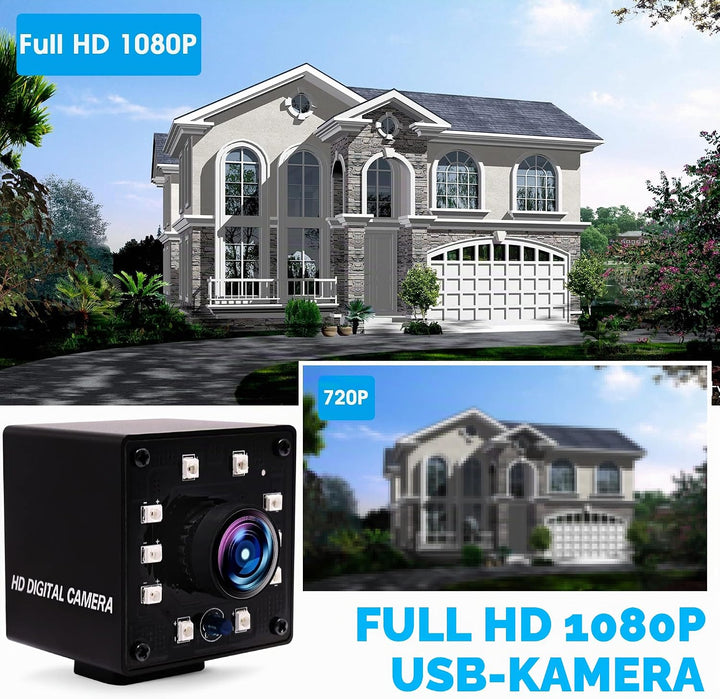 ELP USB Kamera 1080P Weitwinkel 170Grad Fisheye Webcam Full HD Nachtsicht Infrarot PC 100fps/60fps V