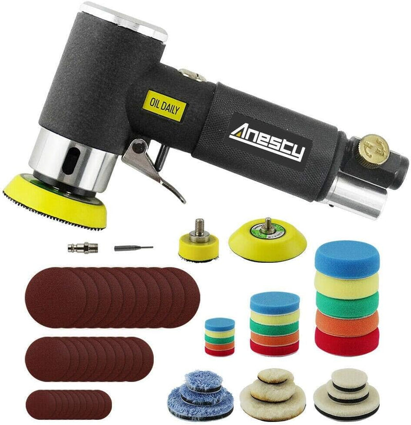 Anesty Mini Exzenterschleifer Druckluft Mini Exzenterschleifer 25mm/50mm/75mm Air Sander 1"/ 2"/3" K