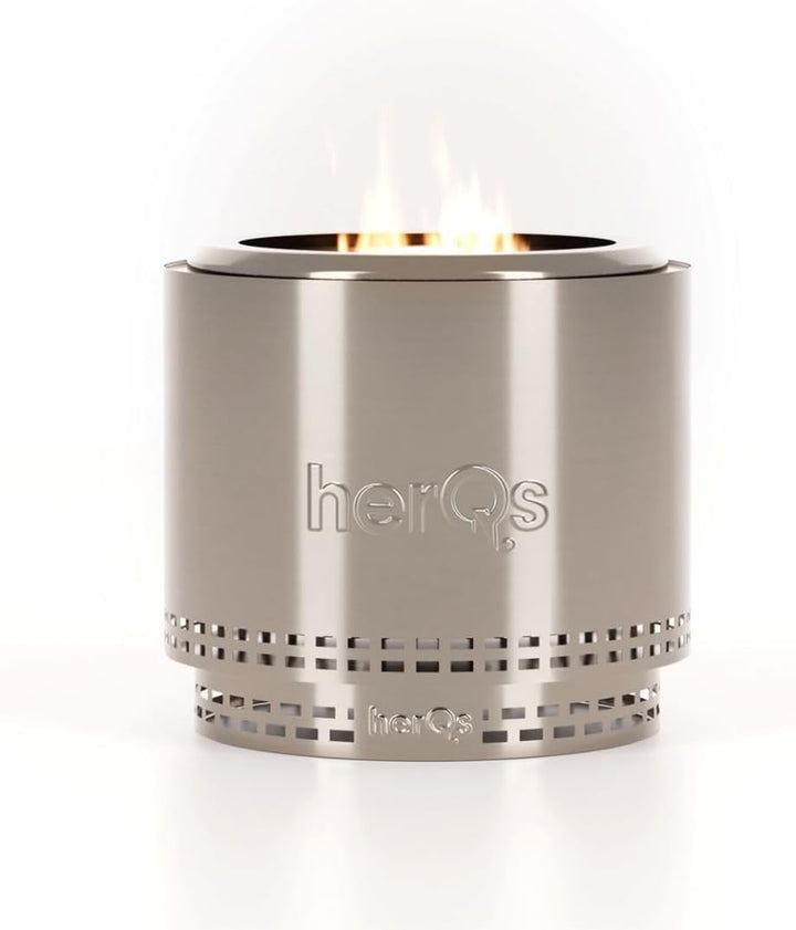 herQs Blaze Feuerschale Rauchfrei – Tragbarer Feuerschale Edelstahl für Garten, Camping &amp; Terrasse –