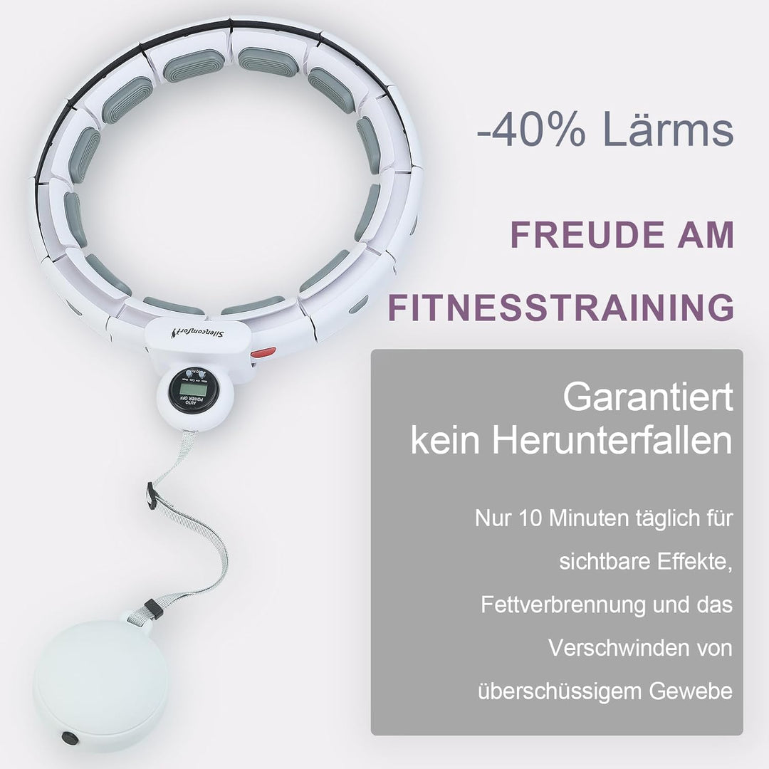 Smart Hula Hoop, Leise Fitness Reifen Erwachsene, hullahub mit Gewicht Ball, 16 Knoten Fit Hoop Reif
