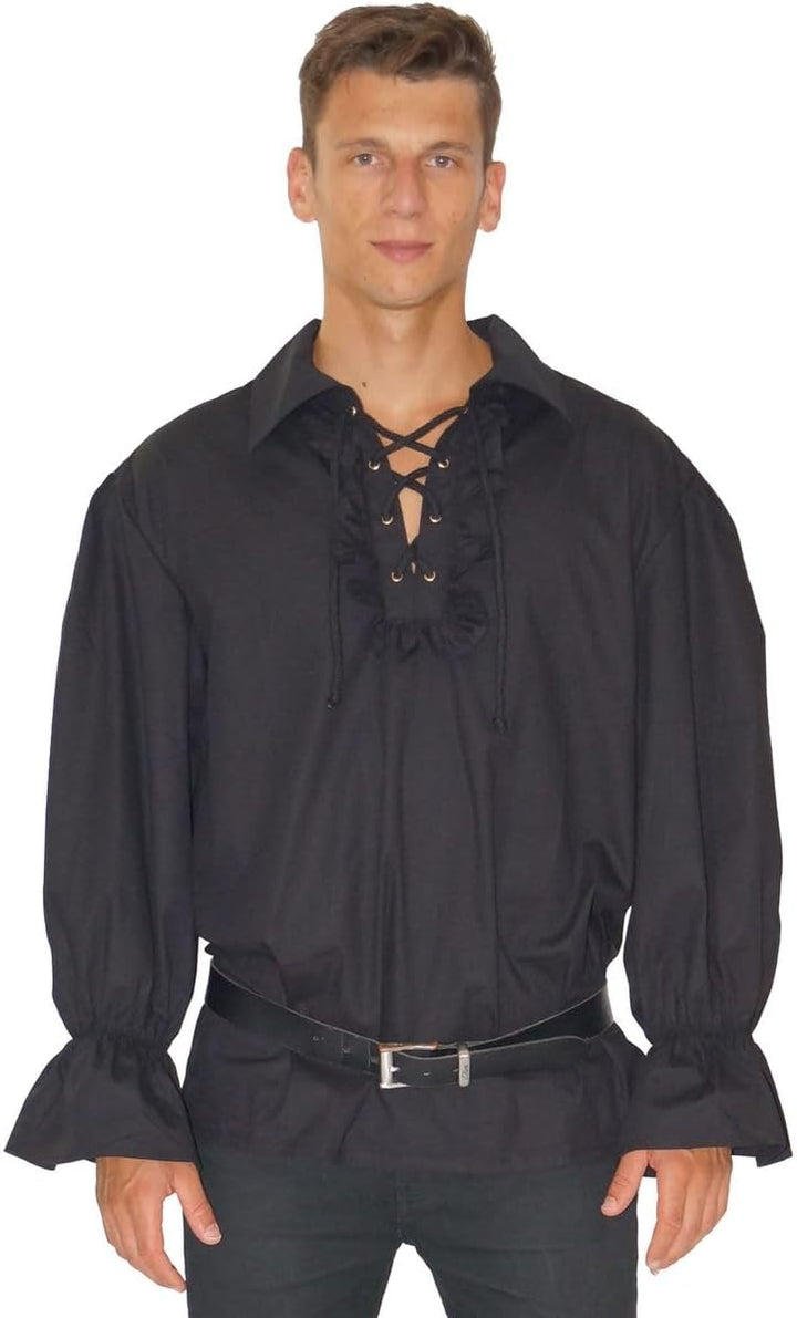 MAYLYNN 147111-XL - Piratenhemd Rüschenhemd Mittelalter Hemd, Grösse XL, schwarz XL Schwarz, XL Schw