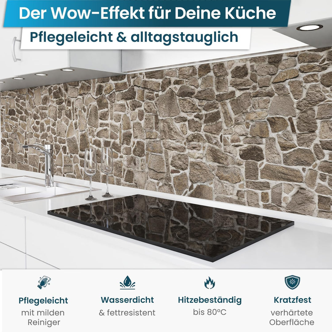 danario Küchenrückwand selbstklebend - Matt - Spritzschutz Küche - versteifte PET Folie - 0,4 mm - S