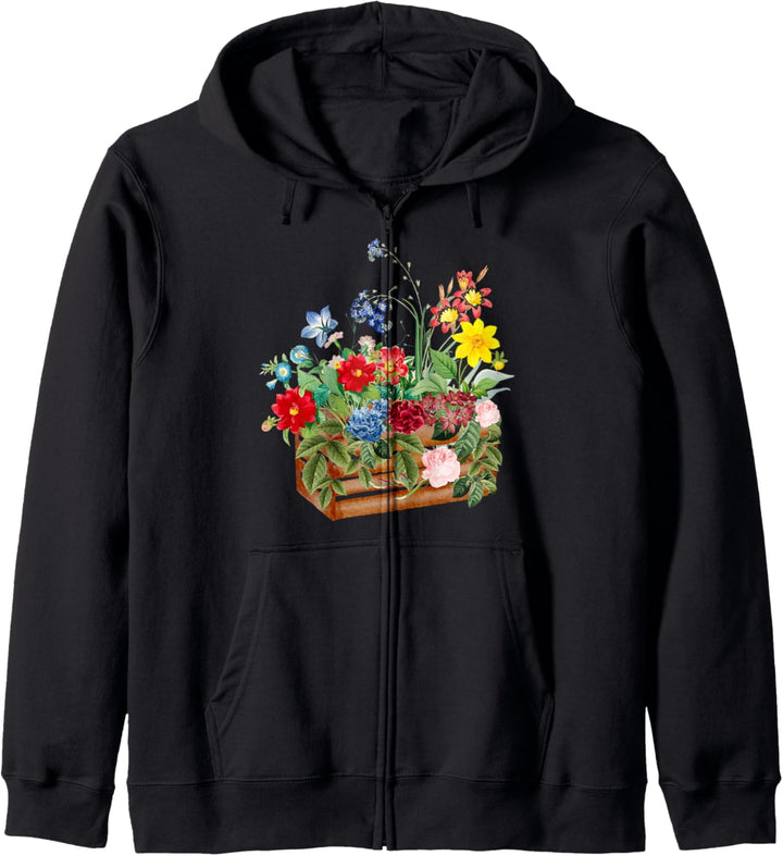Vintage Floral Botanical Flower Garden Box Sweater Kapuzenjacke