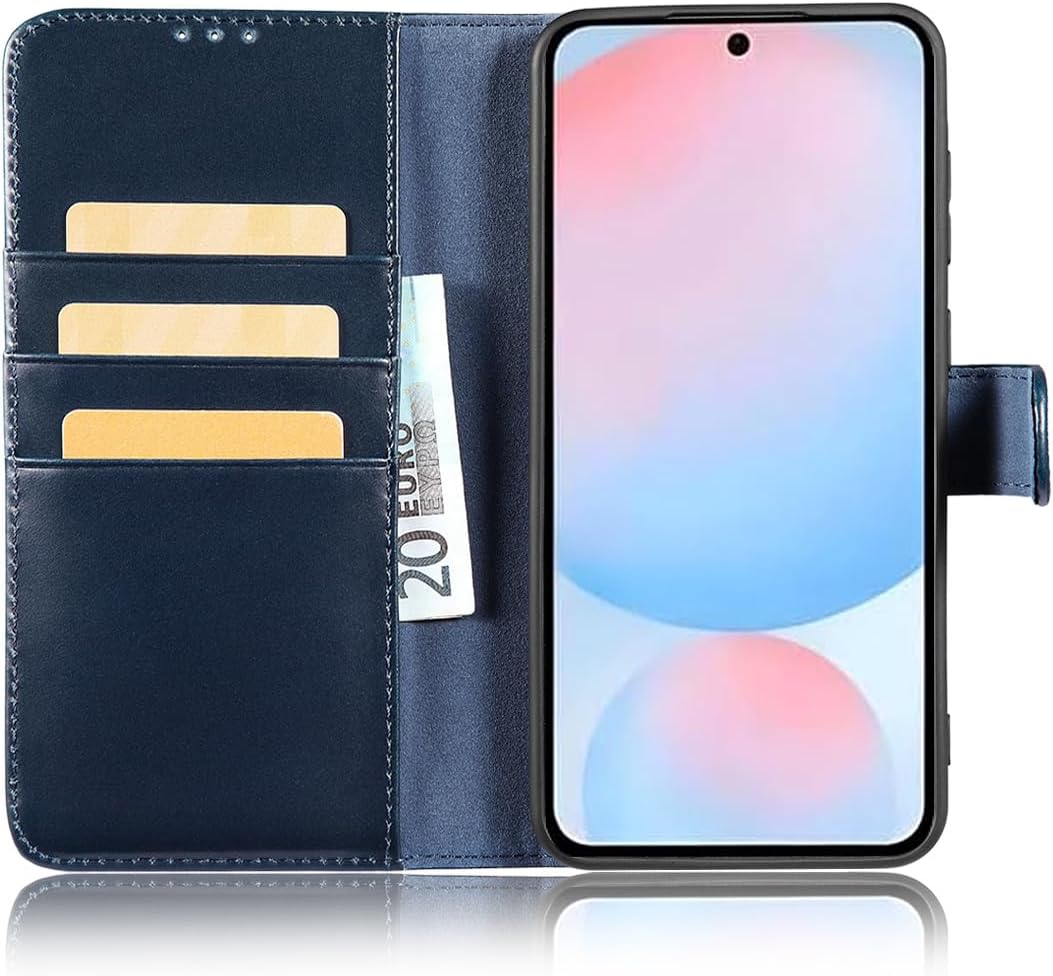 LENSUN Echtleder Hülle für Samsung Galaxy A56, Handyhülle [Premium Echtes Leder][Kartenfach][Klappba
