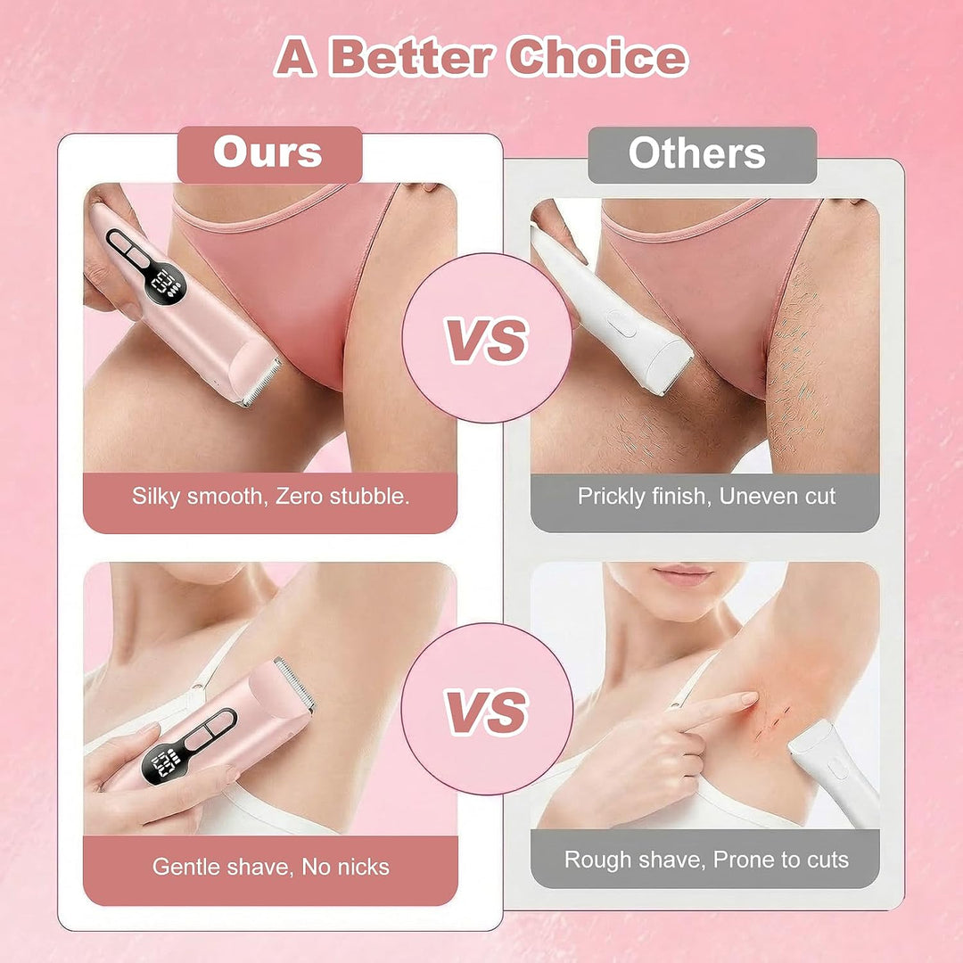 Carehabi Rasierer Damen Intimrasierer für Frauen 2 in 1 Elektrischer Bikini Trimmer mit LED Display