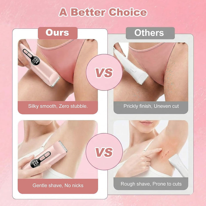 Carehabi Rasierer Damen Intimrasierer für Frauen 2 in 1 Elektrischer Bikini Trimmer mit LED Display