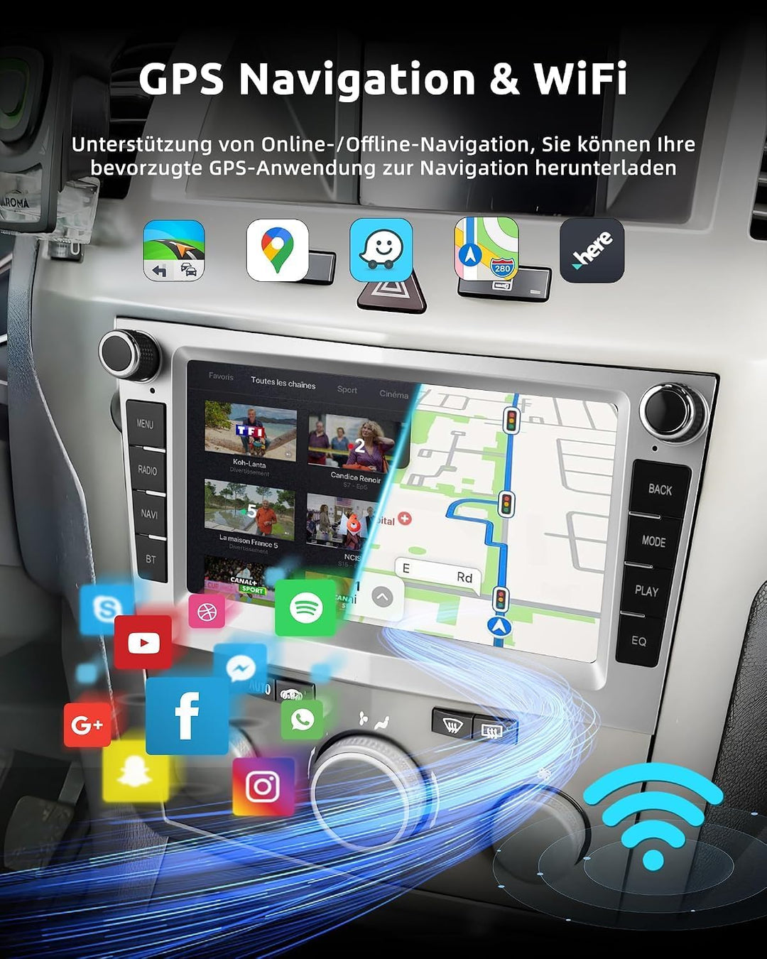 ESSGOO 4+64G Android 15 Wireless Carplay und Android Auto Autoradio Weiss, Weiss