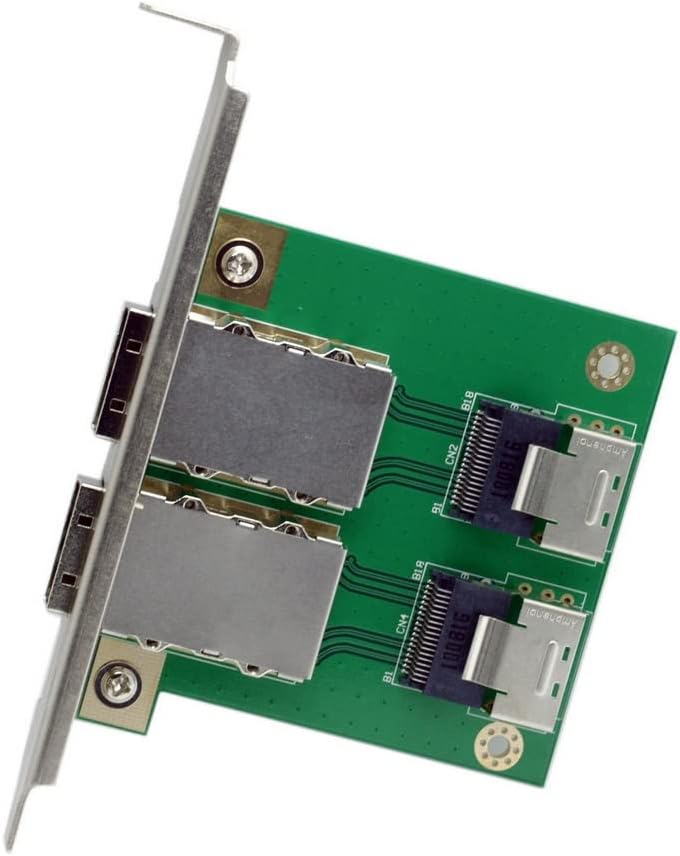 CY Mini SAS SFF-8088 auf SAS 36Pin SFF-8087 PCBA Buchse Adapter Dual Ports mit PCI-Halterung Green A