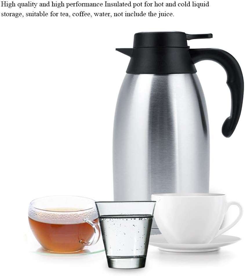 Edelstahl-Wassertopf, vakuumisolierter Wassertopf Edelstahl-Thermoskanne Kaffee-Tee-Wassertopf(2L)