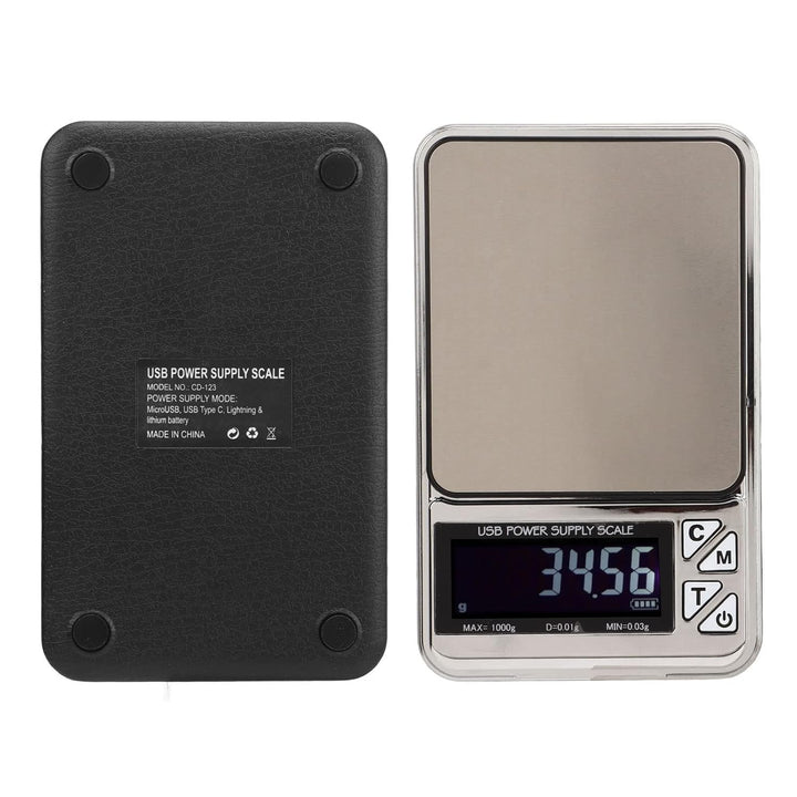 Digitale Küchenwaage, 1kg 0.01g Hochpräzise Taschen-Schmuckwaage, Mini tragbare USB wiederaufladbare