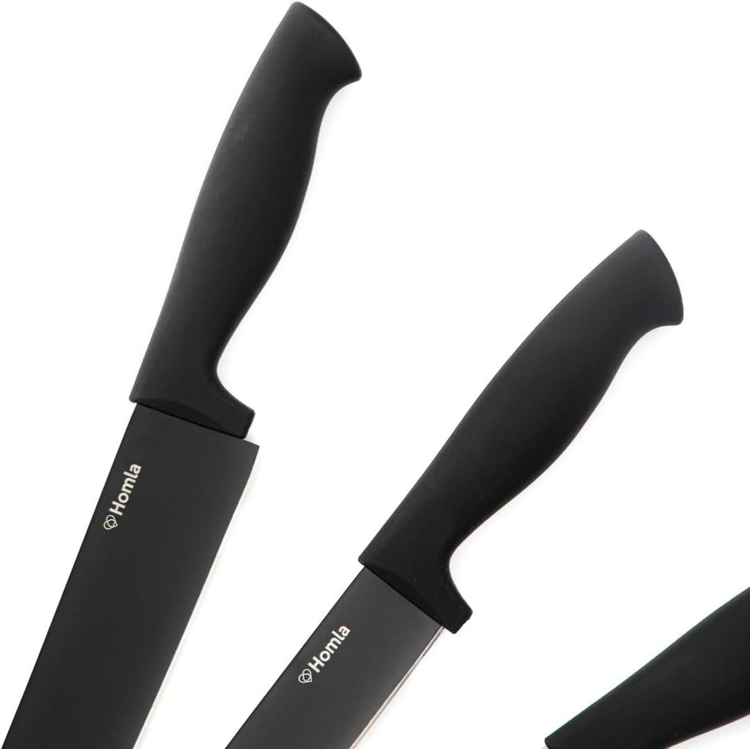 HOMLA Coxa Messerset von 6 - Klinge aus Rostfreiem Stahl - 6 Messer und Aufbewahrungsblock - Ergonom