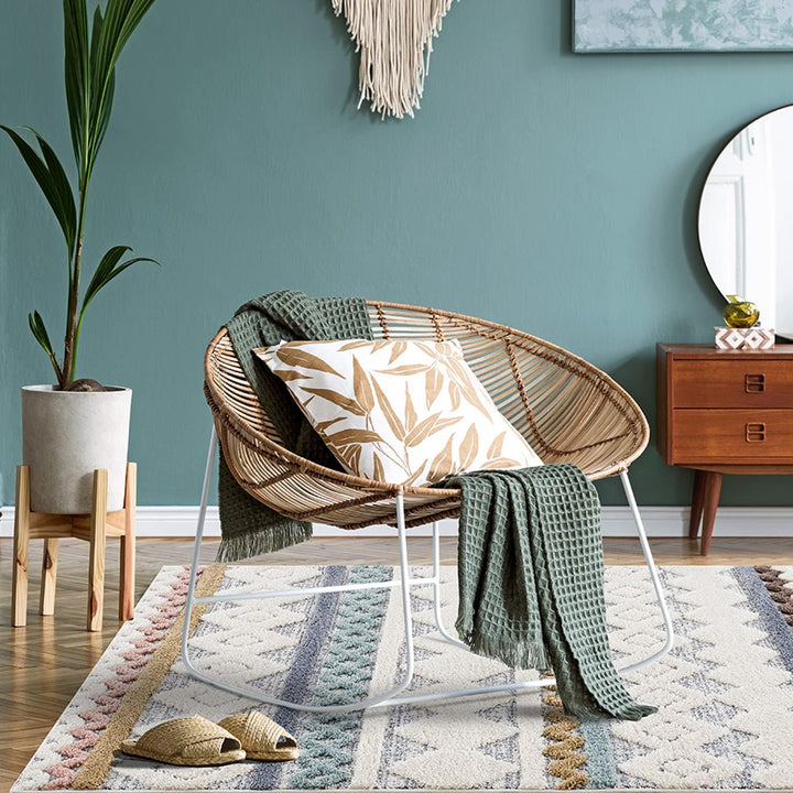 payé Teppich Wohnzimmer - 80x150cm - Hochflor Flauschig Weich - Pastellfarben Multi - Boho Design -
