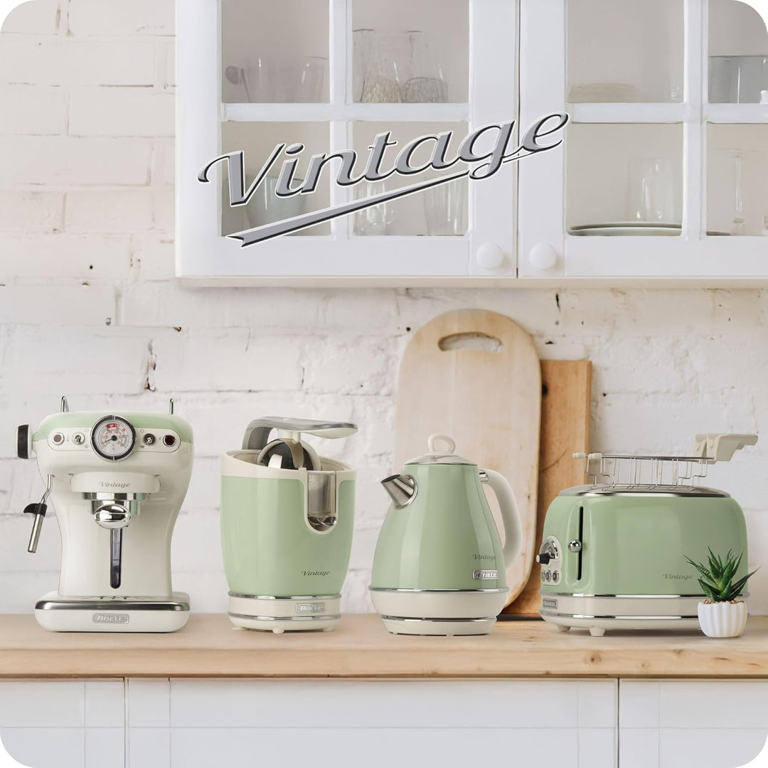 Ariete Vintage Wasserkocher 2869, Retro Elektrischer Wasserkocher mit Sichtbarem Wasserstand, Kabell