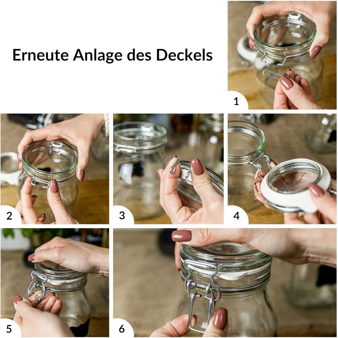 Creative Home 10 x Einmachgläser mit Bügelverschluss | 500ml x 10 Teilig | Vorratsgläser mit Deckel