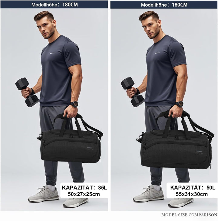 FIORETTO 35L Sporttasche & Reisetasche für Damen und Herren, mit Schuhfach & Nassfach, Wasserdicht T