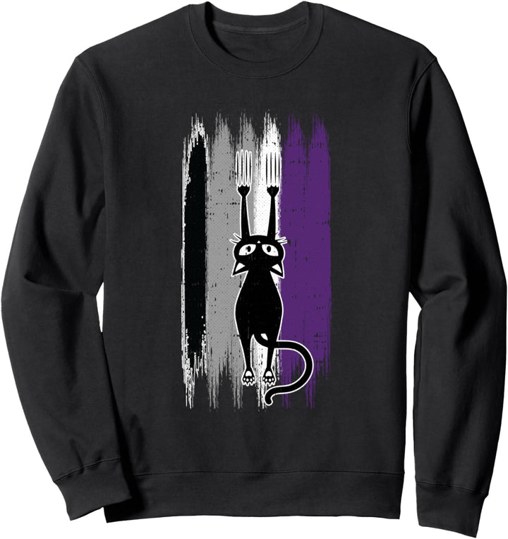 Cat Scratching Asexual Pride Kitten Kitty LGBT-Q Ally Ace Sweatshirt