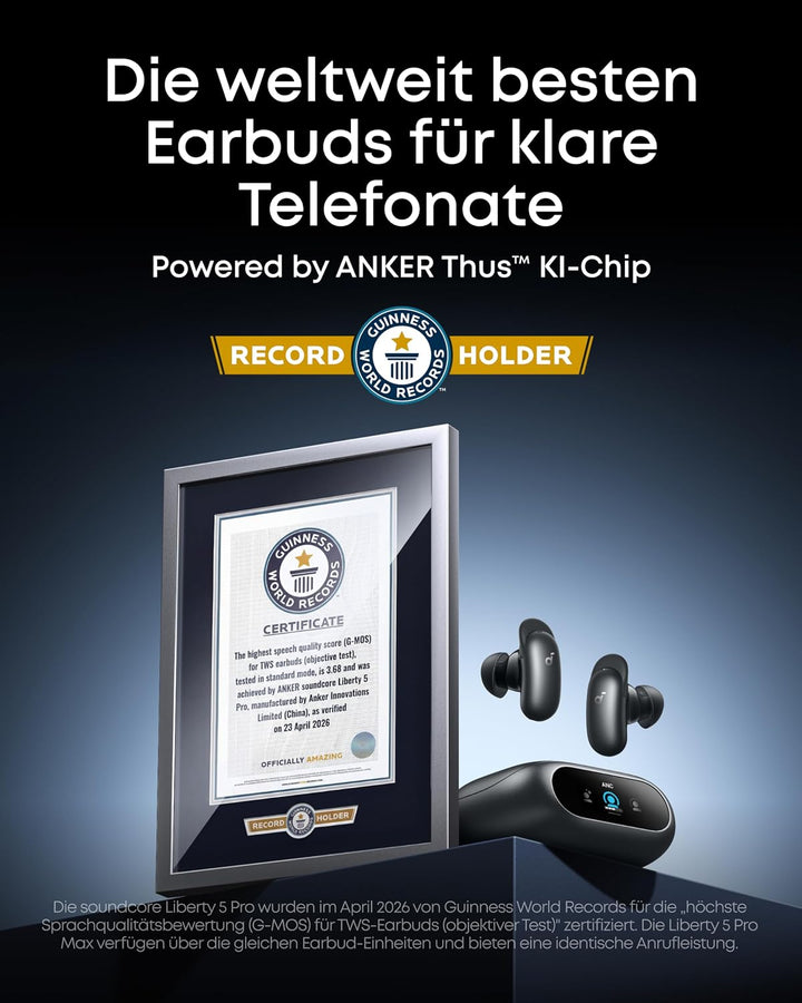 soundcore Anker Liberty 5 Pro, Guinness World Record Anrufqualität 10 Mikros, Noise Cancelling Kopfh