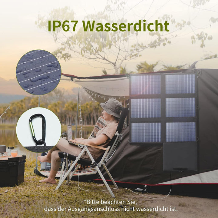 ALLPOWERS SP026 60W Tragbares Solarpanel, Monocrystalline Faltbar Solar Panel Photovoltaik Mobile So