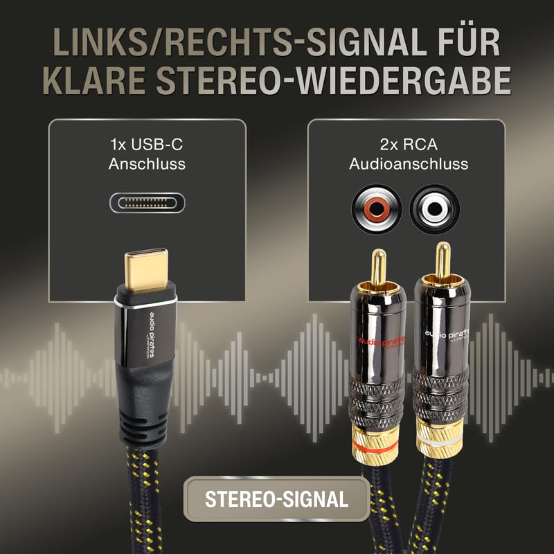 audio pirates by cammica USB-C auf 2x RCA Clinch Stecker, RCA-Kabel, Audio-Kabel | High-End Audiokab