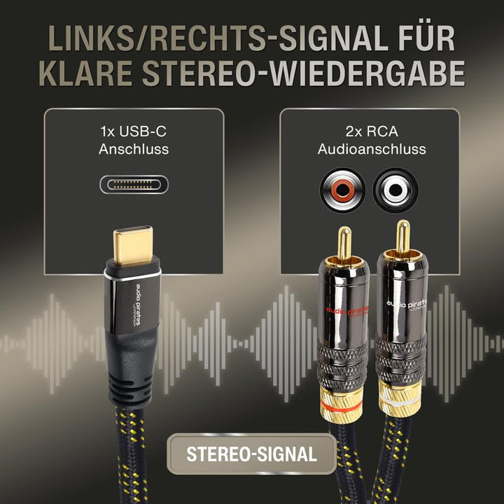 audio pirates by cammica USB-C auf 2x RCA Clinch Stecker, RCA-Kabel, Audio-Kabel | High-End Audiokab